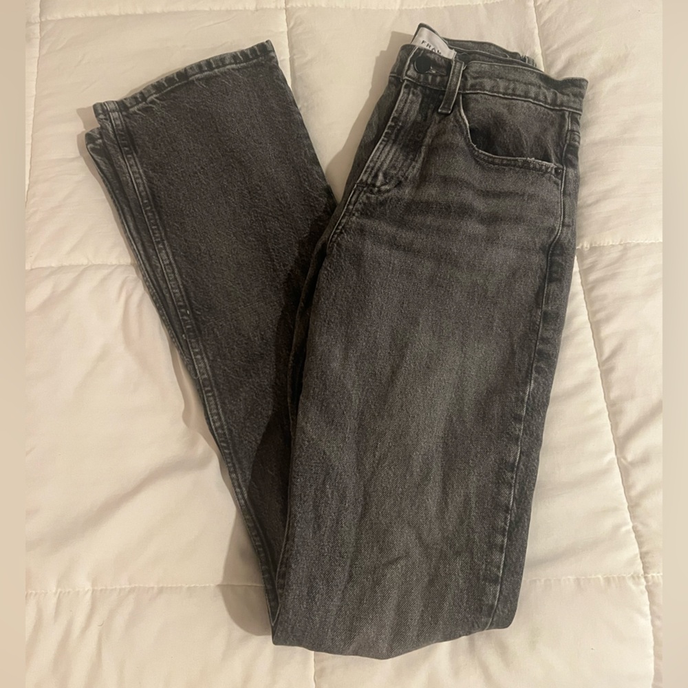Frame Denim Washed Black Gray High Rise Skinny Loose Distressed Mom Pants Jeans